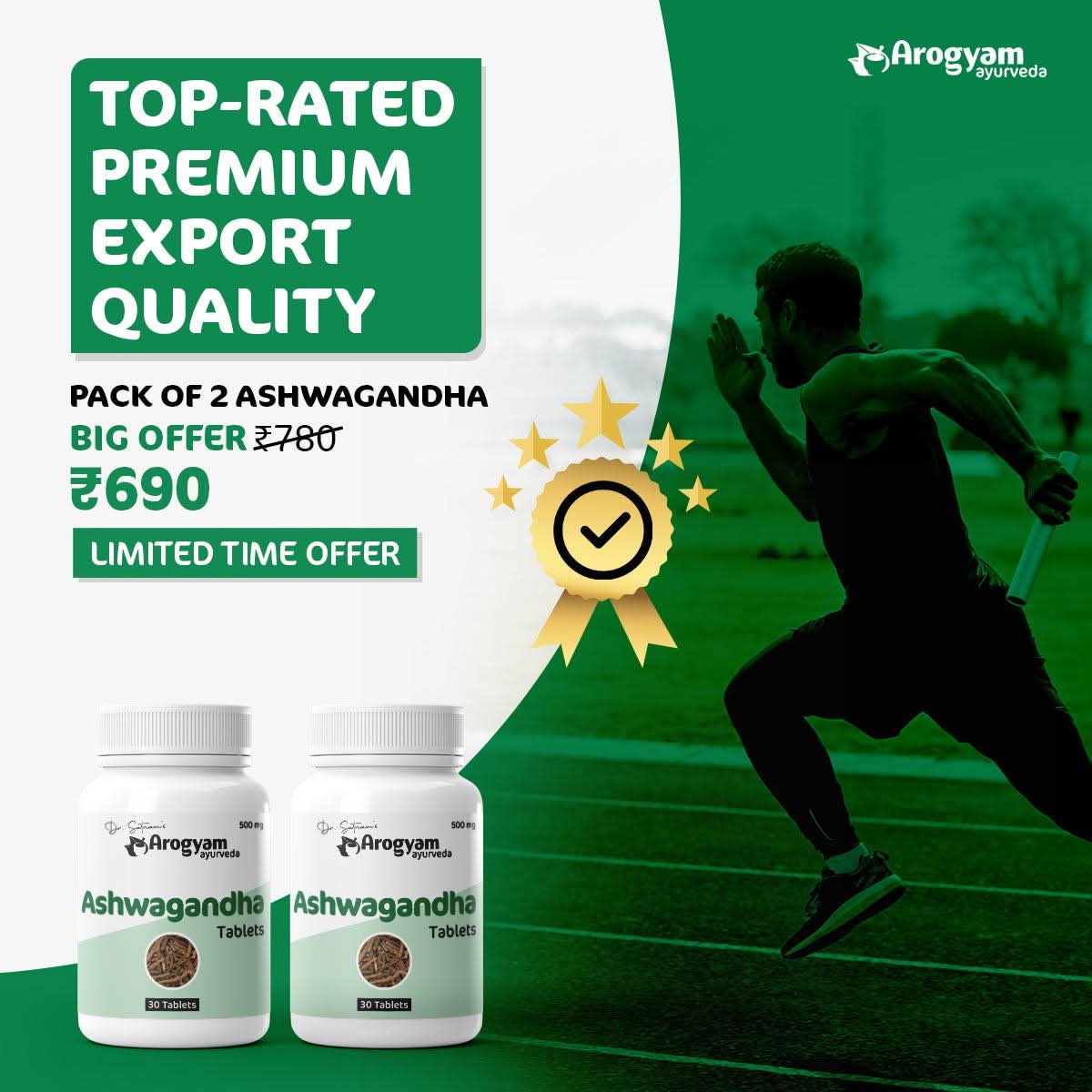 Ashwagandha Tablets by Arogyam, 60 Pack Of 2