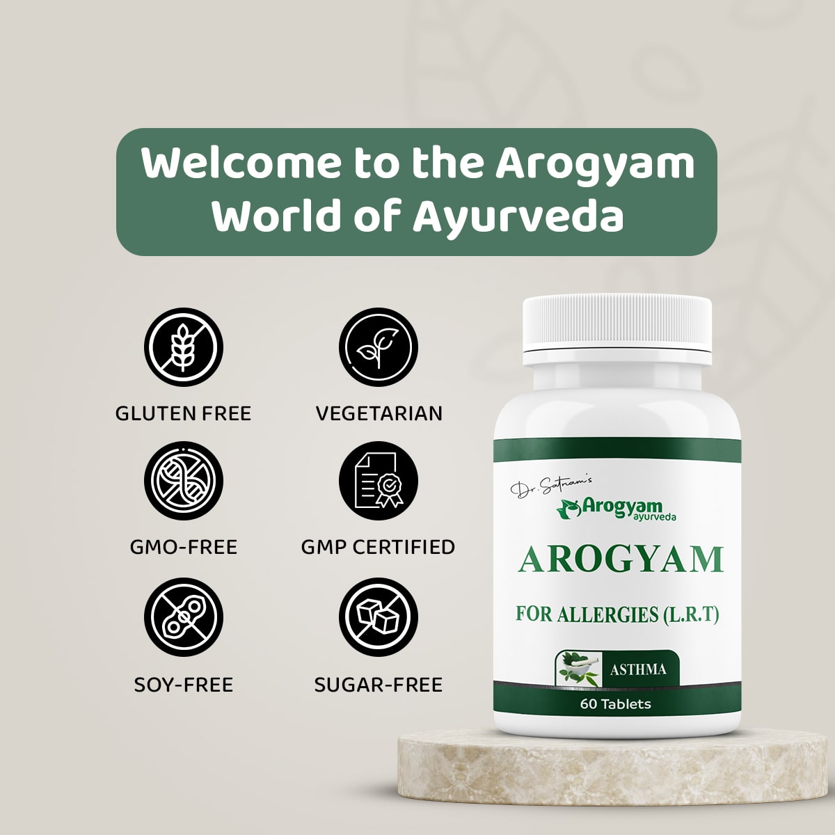 Arogyam L.R.T. Tablets for Chronic cough, Asthma & Bronchitis, x2 Units