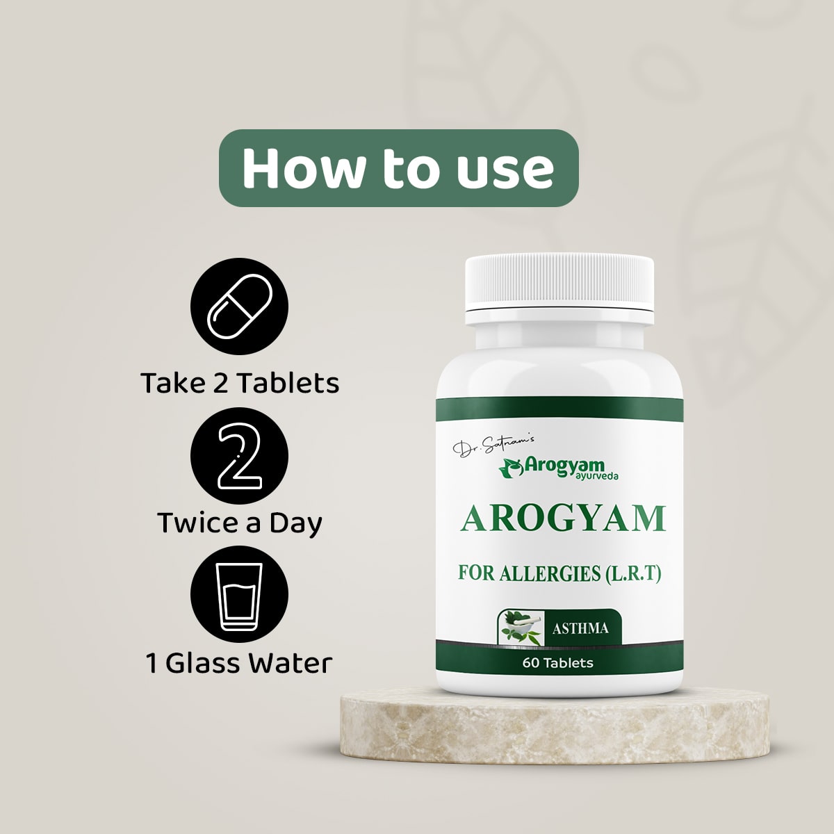 Arogyam L.R.T. Tablets for Chronic cough, Asthma & Bronchitis, x2 Units