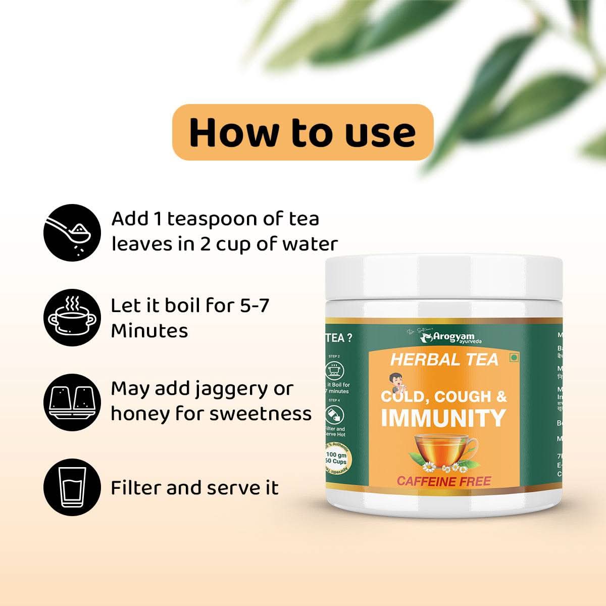 Herbal Tea For Cough, Cold And Immunity